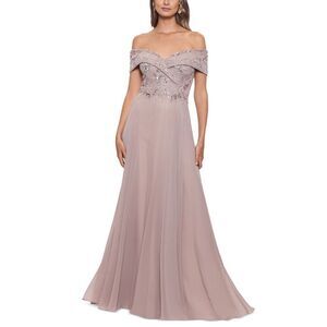 Xscape Womens Petites Drapey Maxi Evening Dress Size 10P